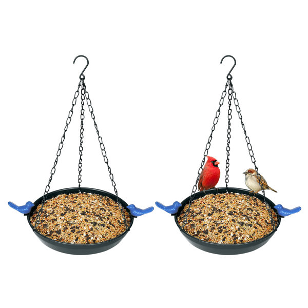 Kingsyard Bird Feeder Tray & Birdbath, 9 Square Metal Platform